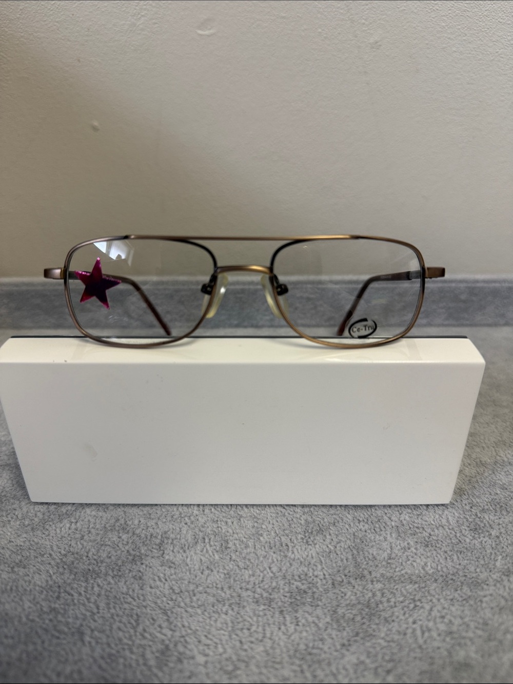 NWT CE Tru 435 Classic Brown Metal Aviator Glasses for kids Eyesize 44